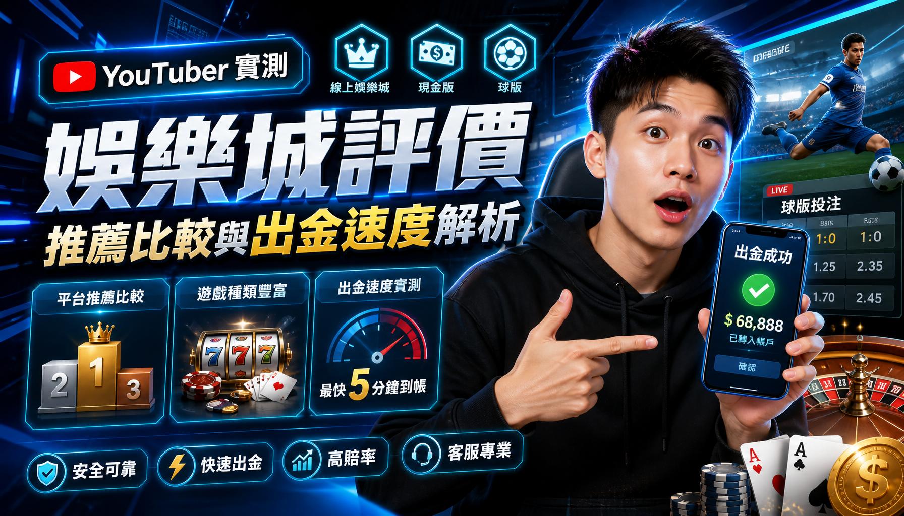 YouTuber實測娛樂城評價：推薦比較與出金速度解析